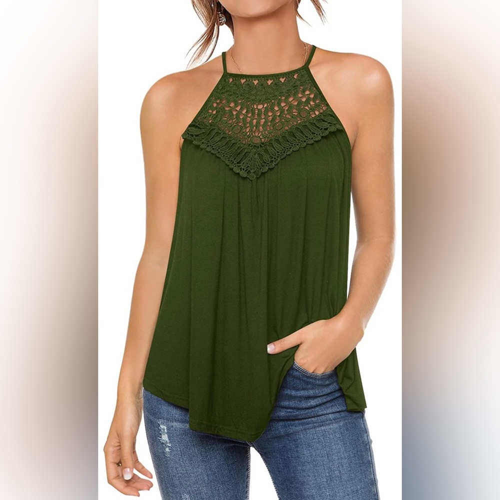 Casual Sleeveless Lace Flowy Top - NWT - size M